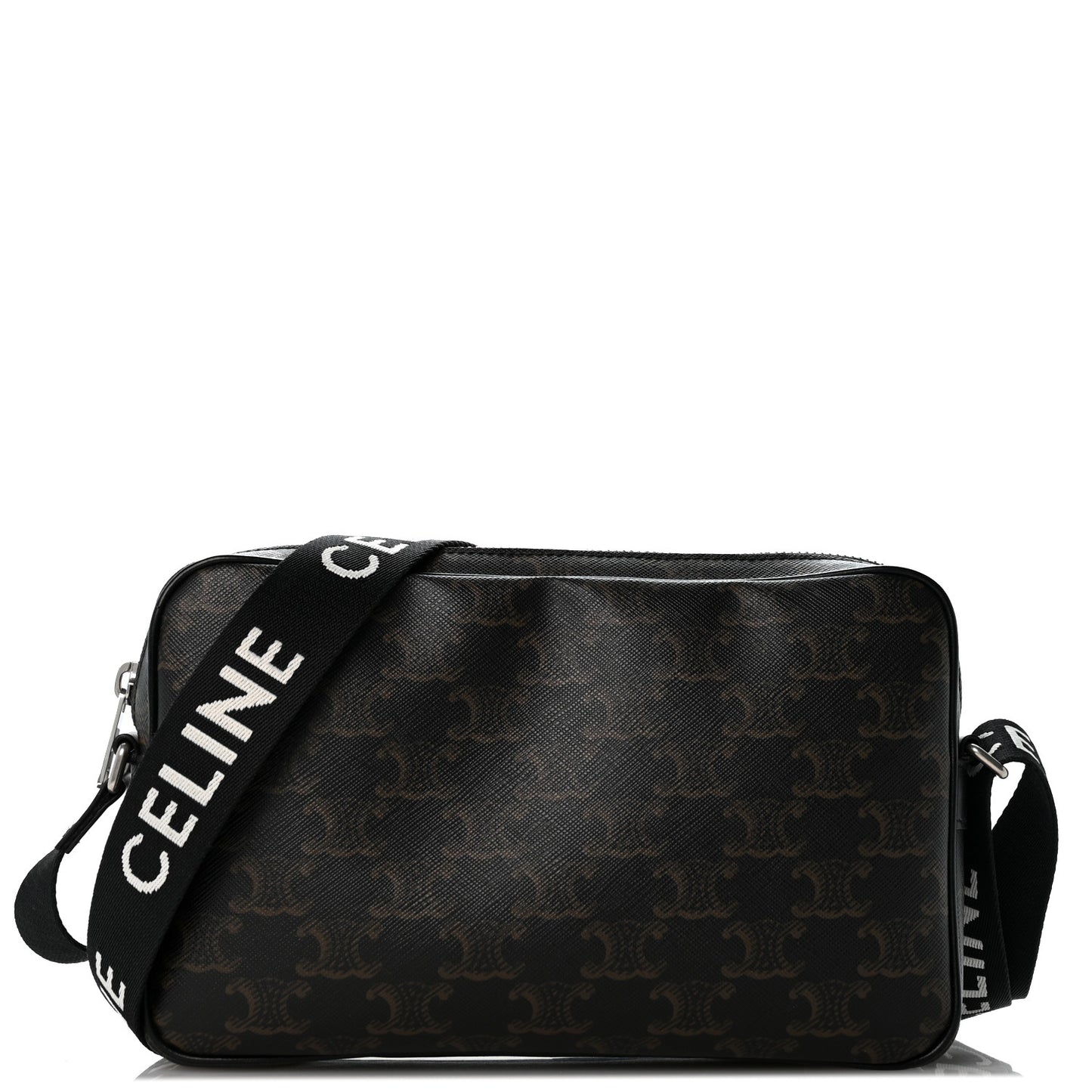 Triomphe Canvas Medium Horizontal Messenger Bag Black