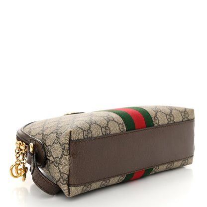 Gucci GG Supreme Monogram Textured Dollar Calfskin Web Small Ophidia Dome Shoulder Bag Beige Ebony New Acero 4 of 12