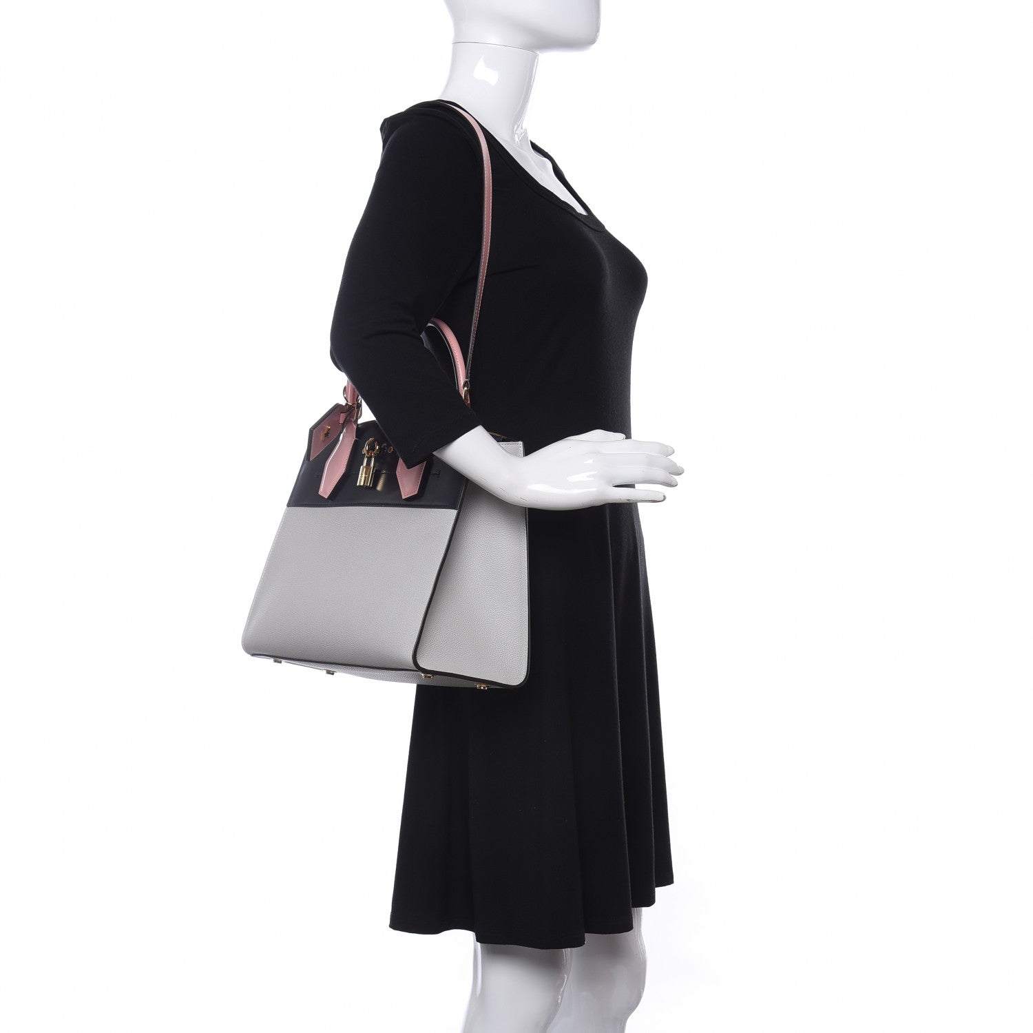 Louis Vuitton Calfskin City Steamer MM Gris Antartica Navy Rose Doux 2 of 9