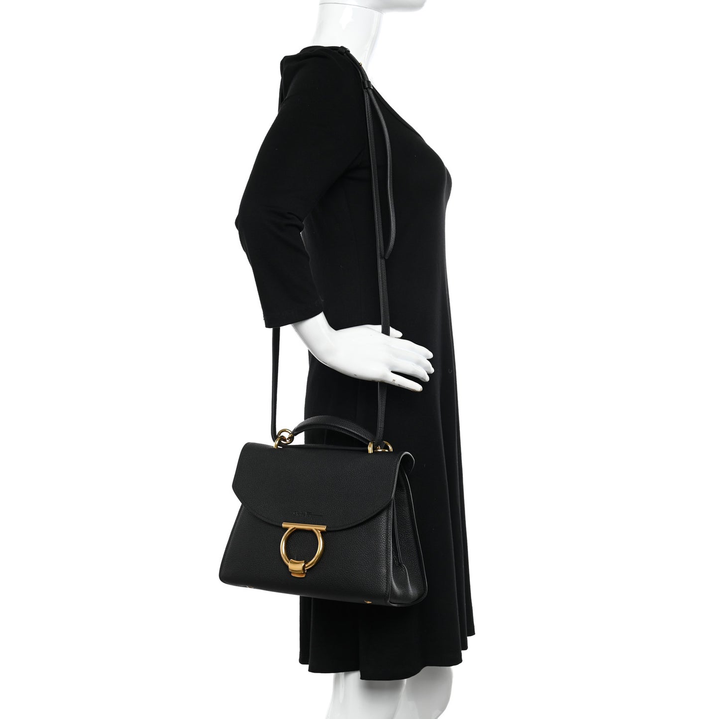 Calfskin Small Margot Top Handle Satchel Black