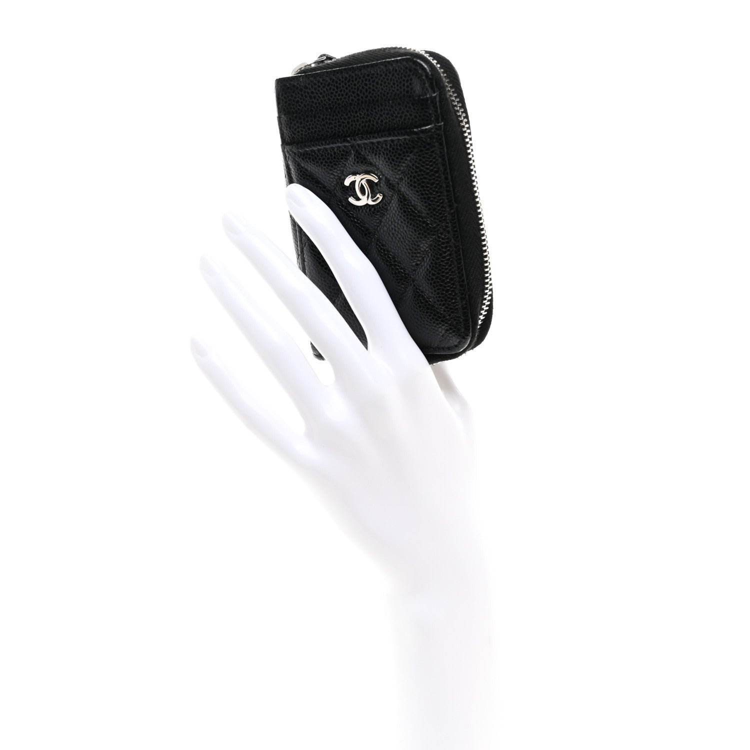 Chanel Caviar Quilted Zip Card Holder Black 2 of 8