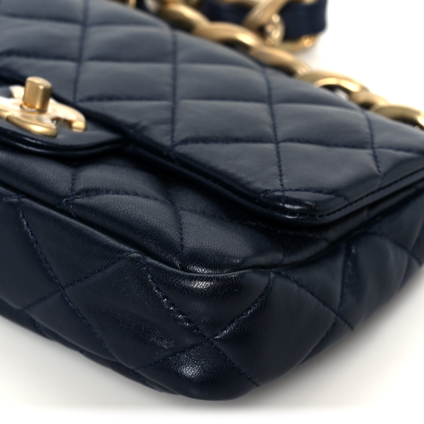 Lambskin Quilted Small Funky Town Flap Blue