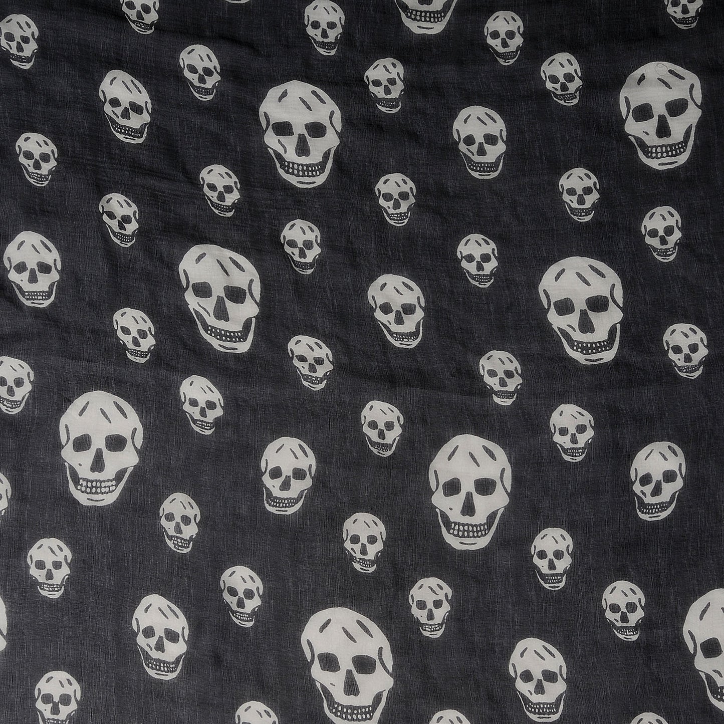 Silk Chiffon Skull Scarf Black Ivory
