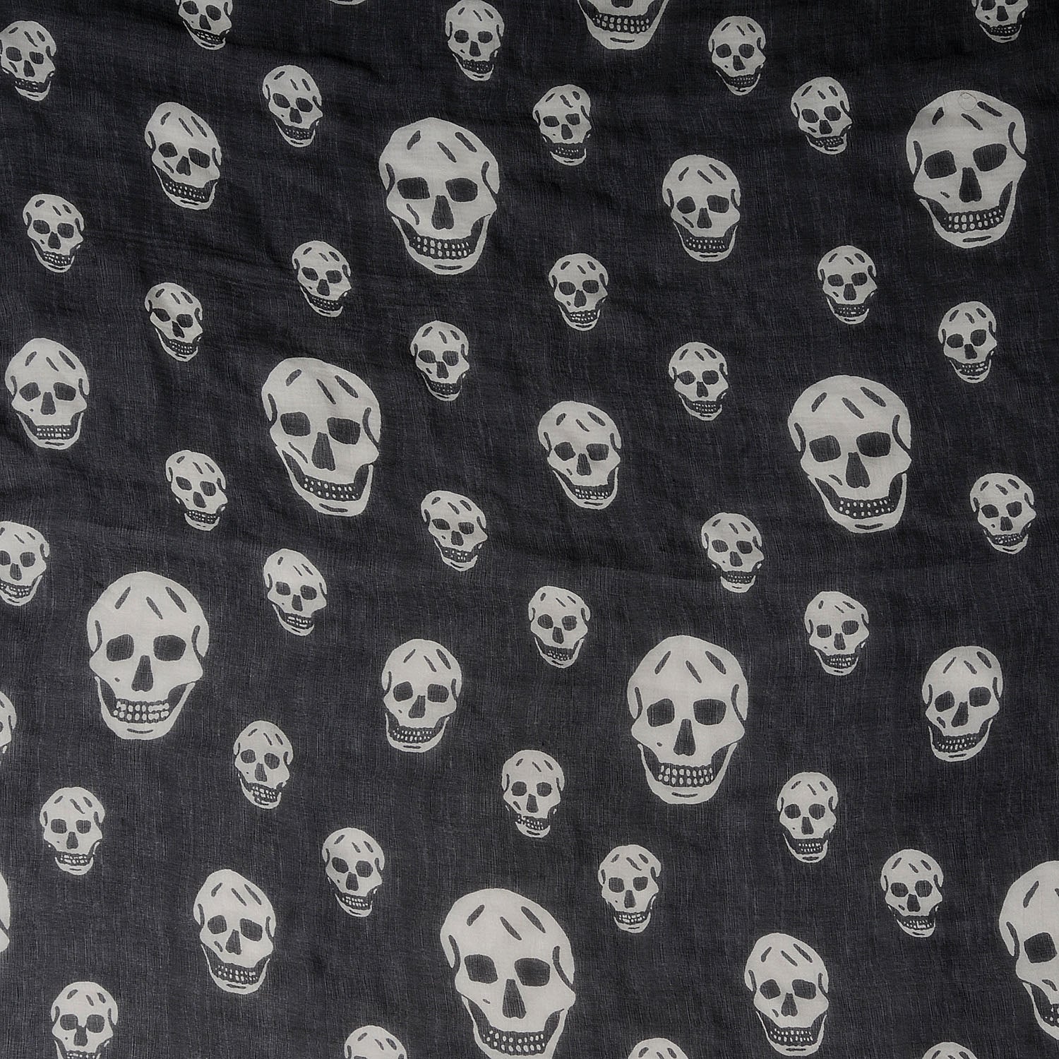 Alexander McQueen Silk Chiffon Skull Scarf Black Ivory 4 of 6