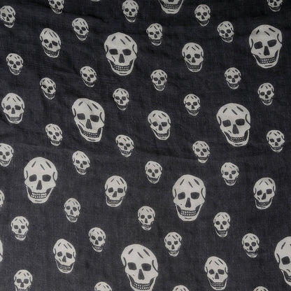 Alexander McQueen Silk Chiffon Skull Scarf Black Ivory 4 of 6