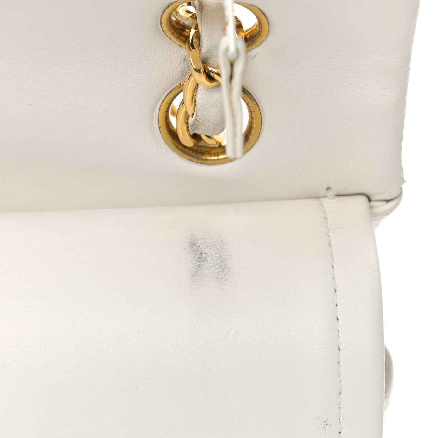 Lambskin Quilted Small Double Flap White