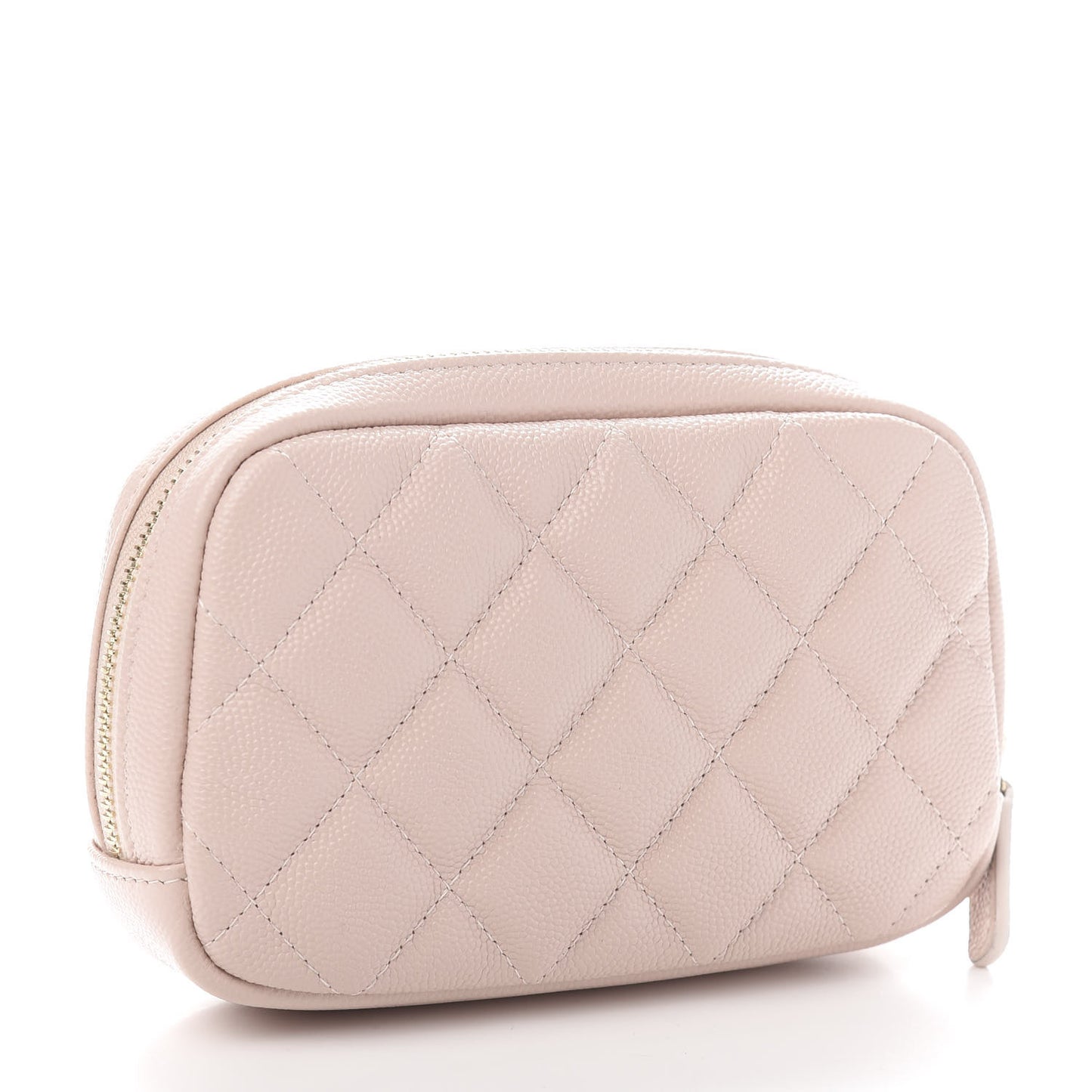 Caviar Quilted Small Curvy Pouch Cosmetic Case Light Pink