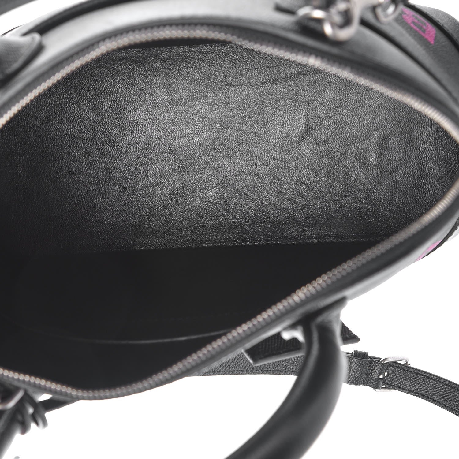 Balenciaga Signature Grained Calfskin Logo S Ville Top Handle Bag Black Rose Shocking 6 of 9