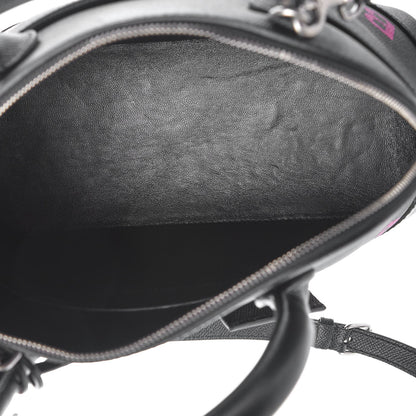 Balenciaga Signature Grained Calfskin Logo S Ville Top Handle Bag Black Rose Shocking 6 of 9