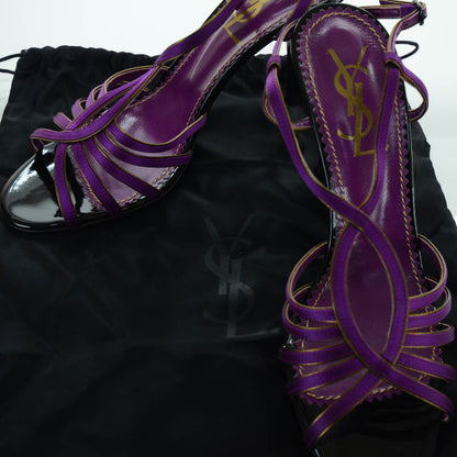 Saint Laurent Satin Heels 39 Purple Gold 6 of 6