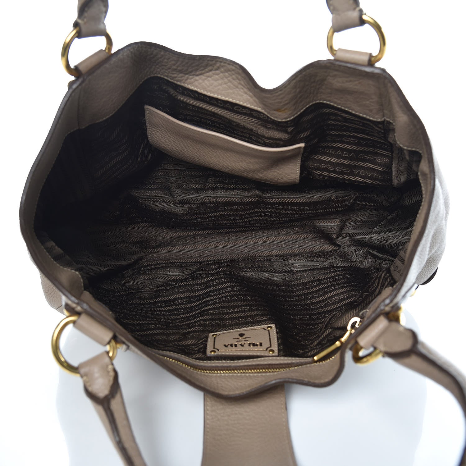 Prada Vitello Daino Pushlock Tote Visone 5 of 13