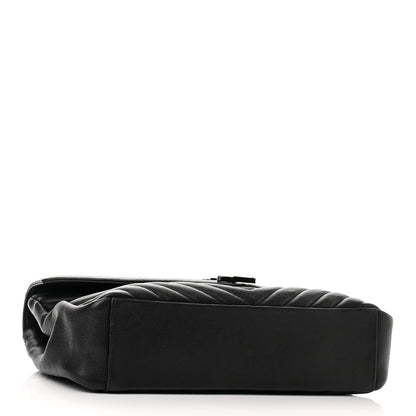 Saint Laurent Sheepskin Matelasse Chevron Monogram Monochrome Large College Satchel Black 3 of 14
