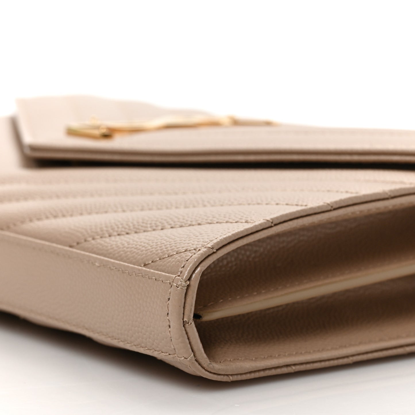 Grain De Poudre Matelasse Chevron Monogram Chain Wallet Nude Powder