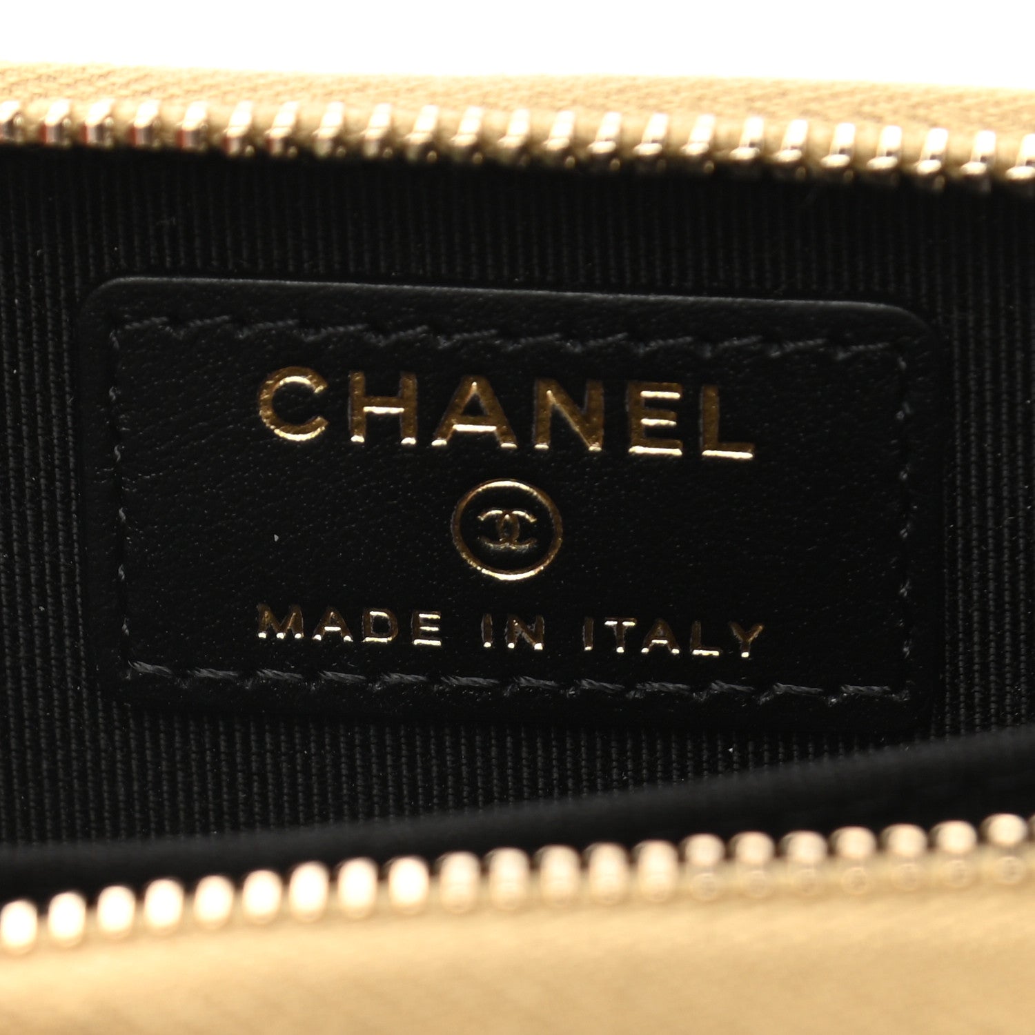 Chanel Hammered Metallic Calfskin Quilted Zip Coin Purse Gold 6 of 7