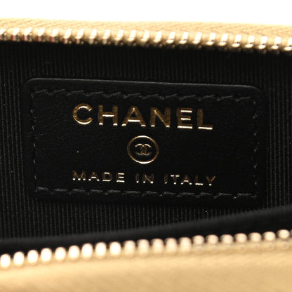 Chanel Hammered Metallic Calfskin Quilted Zip Coin Purse Gold 6 of 7