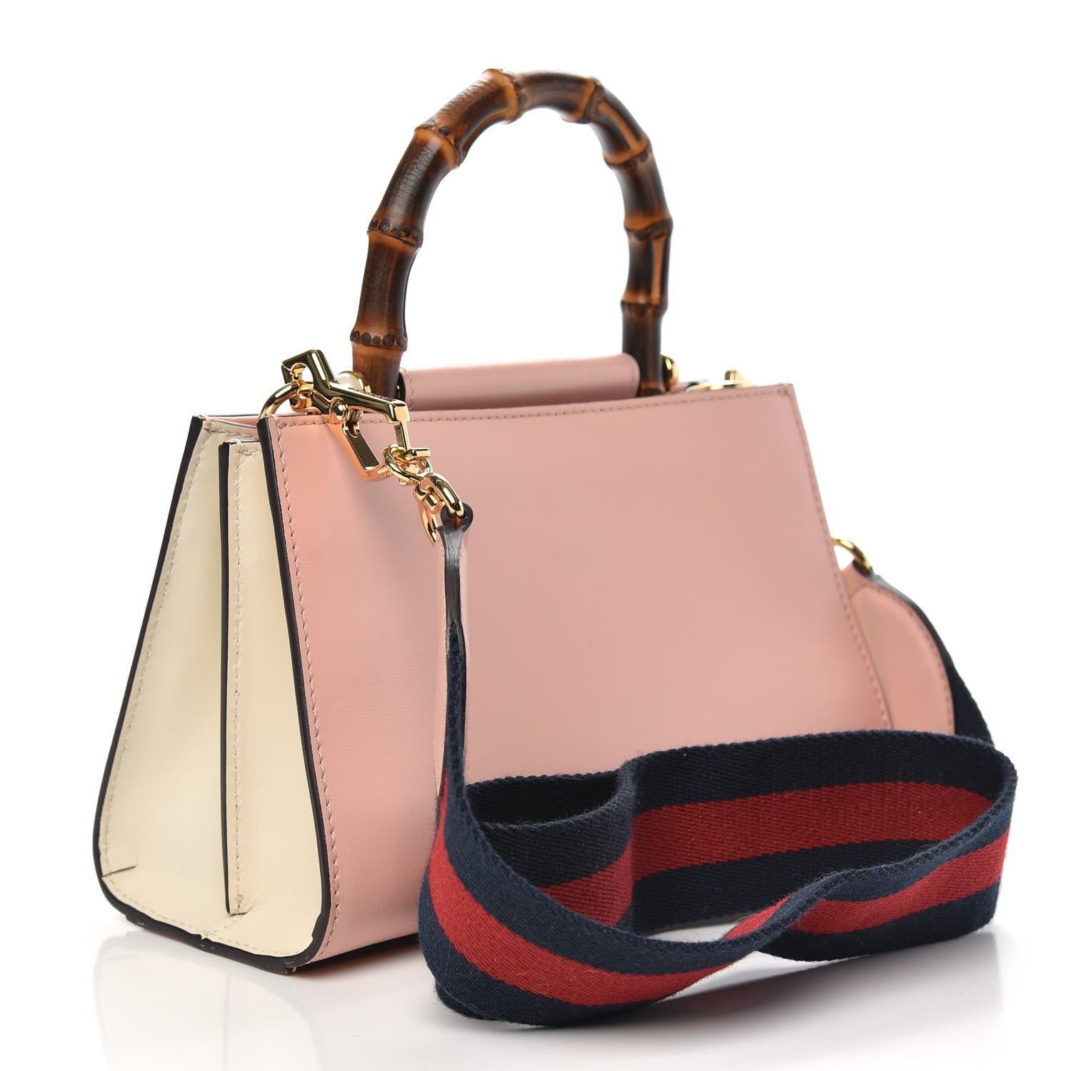 Gucci Nappa Bamboo Web Mini Nymphaea Top Handle Bag Perfect Pink Mystic White 3 of 11