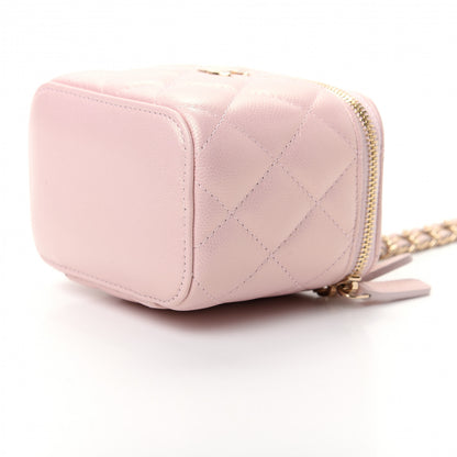 Chanel Iridescent Caviar Quilted Mini Pearl On Top Vanity Case With Chain Light Pink 7 of 10