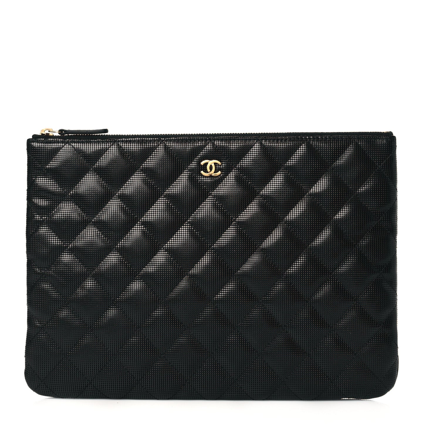 Calfskin Quilted Pixel Effect Medium Cosmetic Case Black