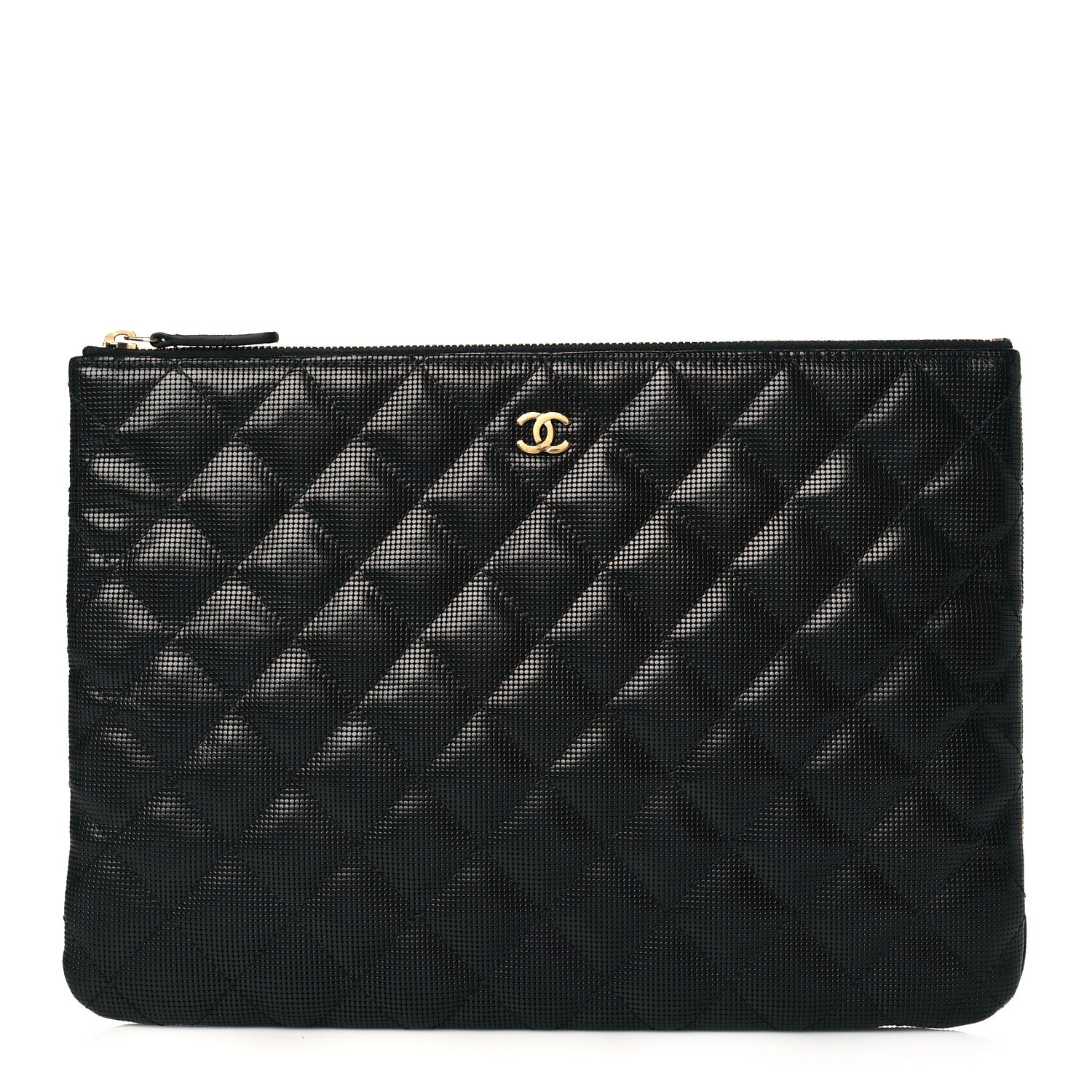 Chanel Calfskin Quilted Pixel Effect Medium Cosmetic Case Black 1 of 10