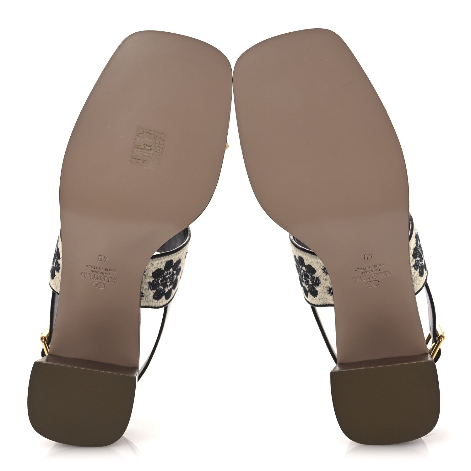 Valentino Garavani Calfskin Rockstud Grape Embroidered 60mm Plaster Caster Sandals 40 Fondant 7 of 12