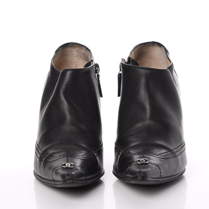 Chanel Calfskin Pointed Toe CC Short Boots 37 Black 2 of 15