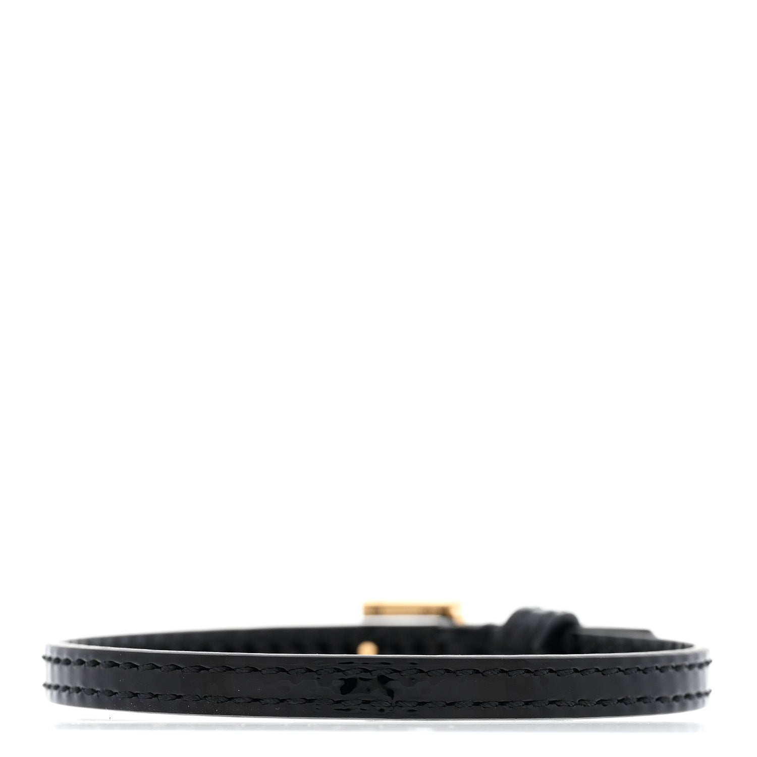 Gucci Patent Calfskin Metal Square G Bracelet M Black Gold 3 of 6