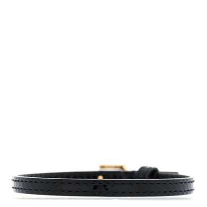 Gucci Patent Calfskin Metal Square G Bracelet M Black Gold 3 of 6
