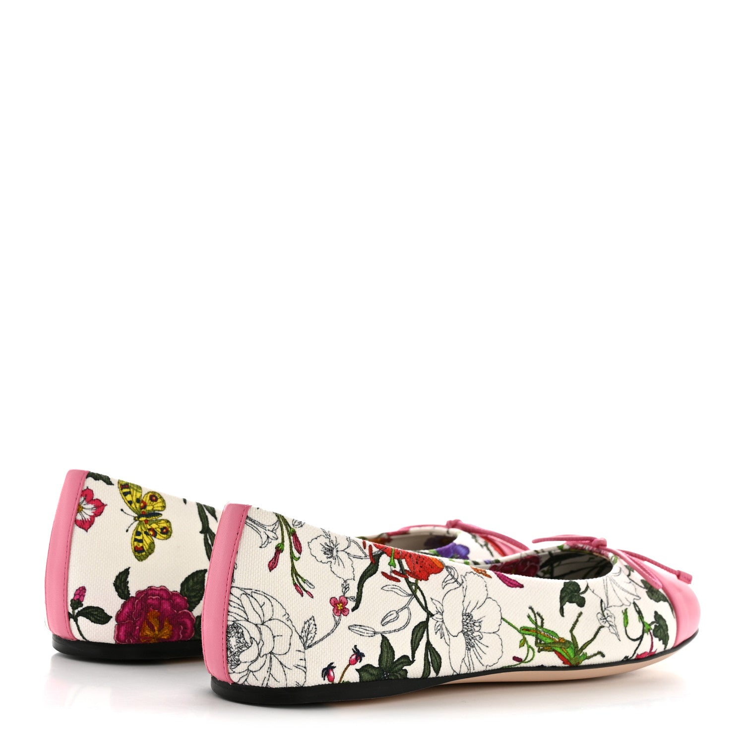 Gucci Sepang Flora Faded Canvas GG Marmont Ballerina Flats 38.5 White Multicolor Knit Rose 5 of 11