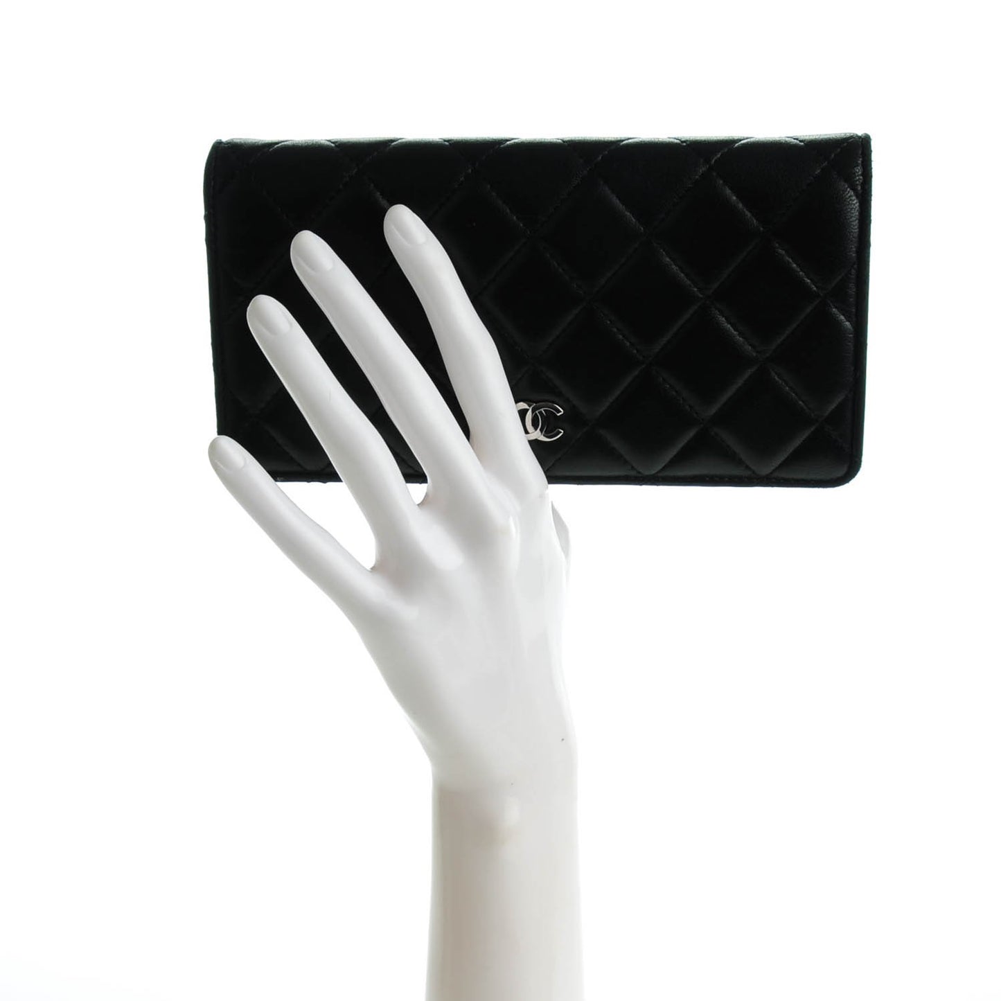 Lambskin Quilted Yen Wallet Black
