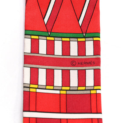 Hermes Silk Voltes Et Pirouettes Twilly Rouge Vert Jaune 6 of 8