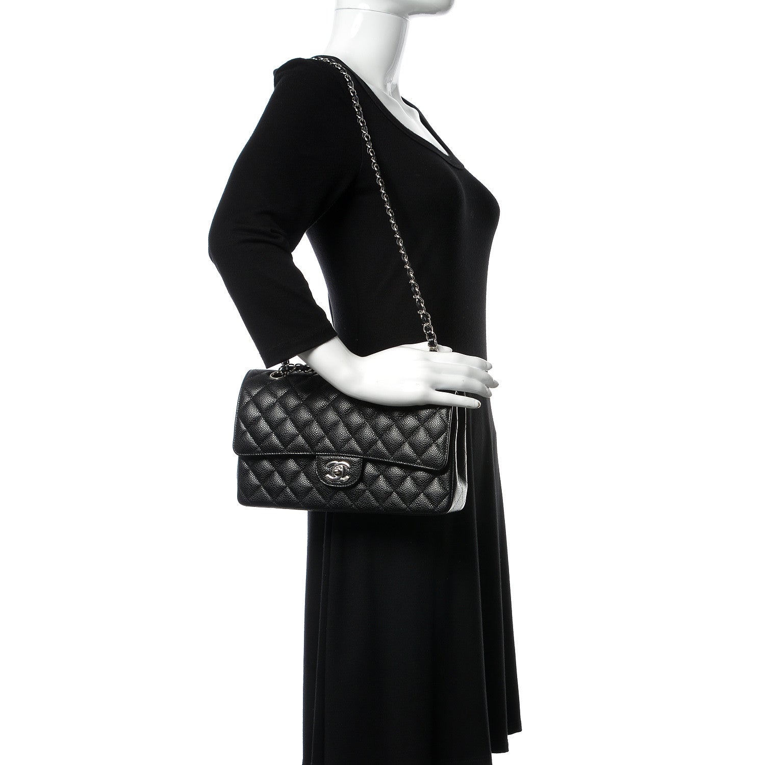 Chanel Caviar Quilted Medium Double Flap Black 2 of 10