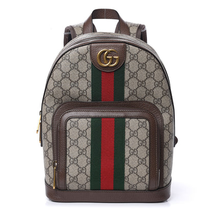 Gucci GG Supreme Monogram Calfskin Web Small Ophidia Day Backpack Beige Ebony New Acero 1 of 11