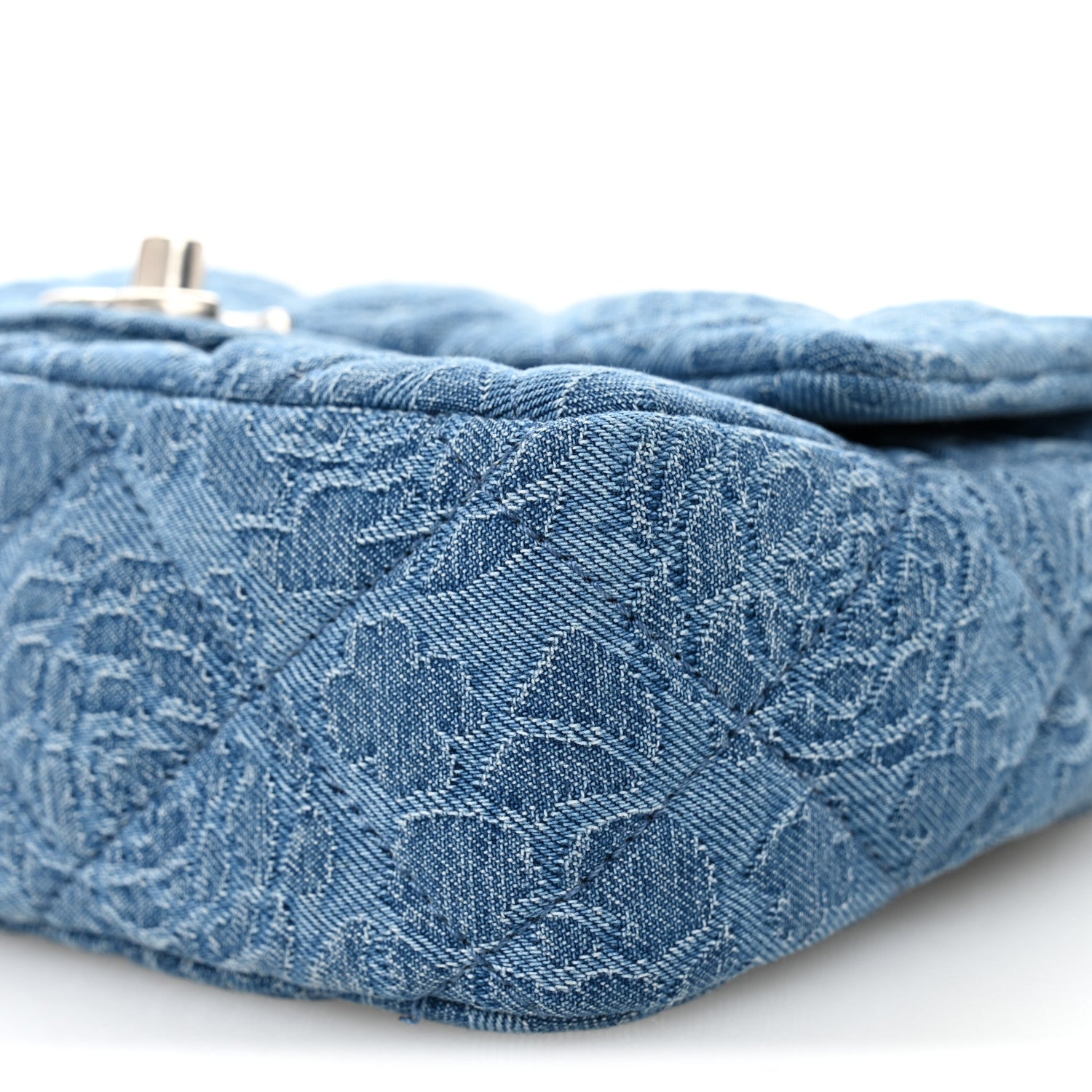 Chanel Denim Quilted Camellia Sweetheart Mini Flap Blue 10 of 10