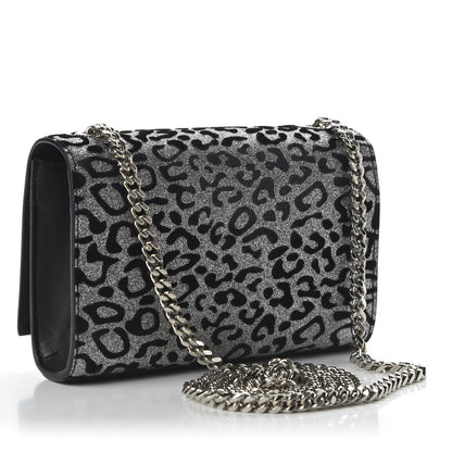 Saint Laurent Glitter Leopard Small Monogram Kate Tassel Satchel Platine Black 3 of 10