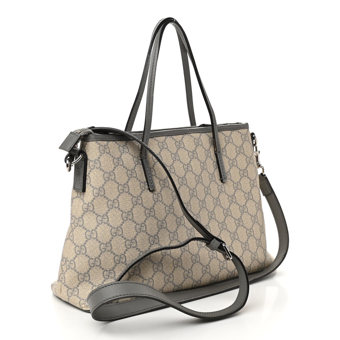 GG Supreme Monogram Small Zippered Tote Ecru Grigio