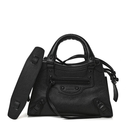 Balenciaga Grained Calfskin Neo Classic Black Hardware Mini City Black 1 of 9