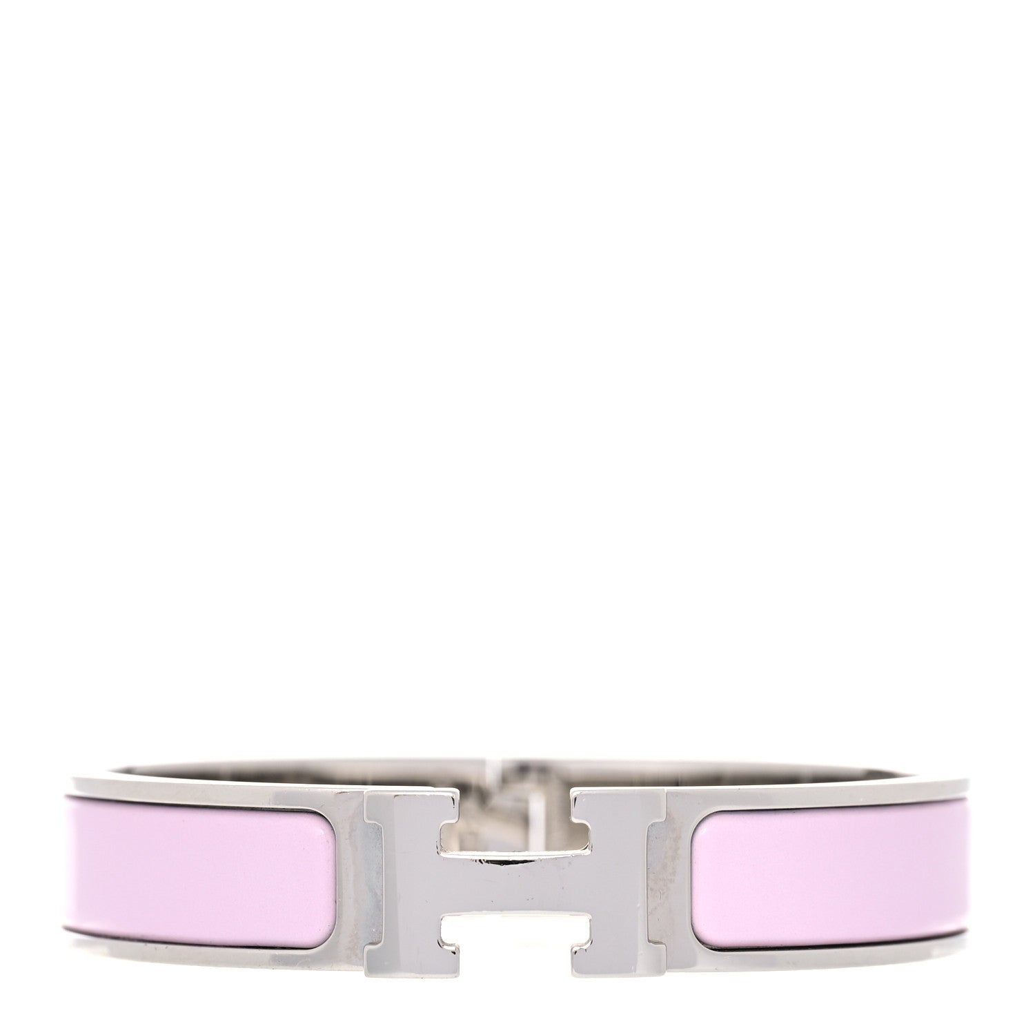 Hermes Enamel Narrow Clic Clac H Bracelet PM Rose Dragee 1 of 7