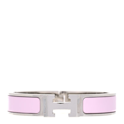 Hermes Enamel Narrow Clic Clac H Bracelet PM Rose Dragee 1 of 7