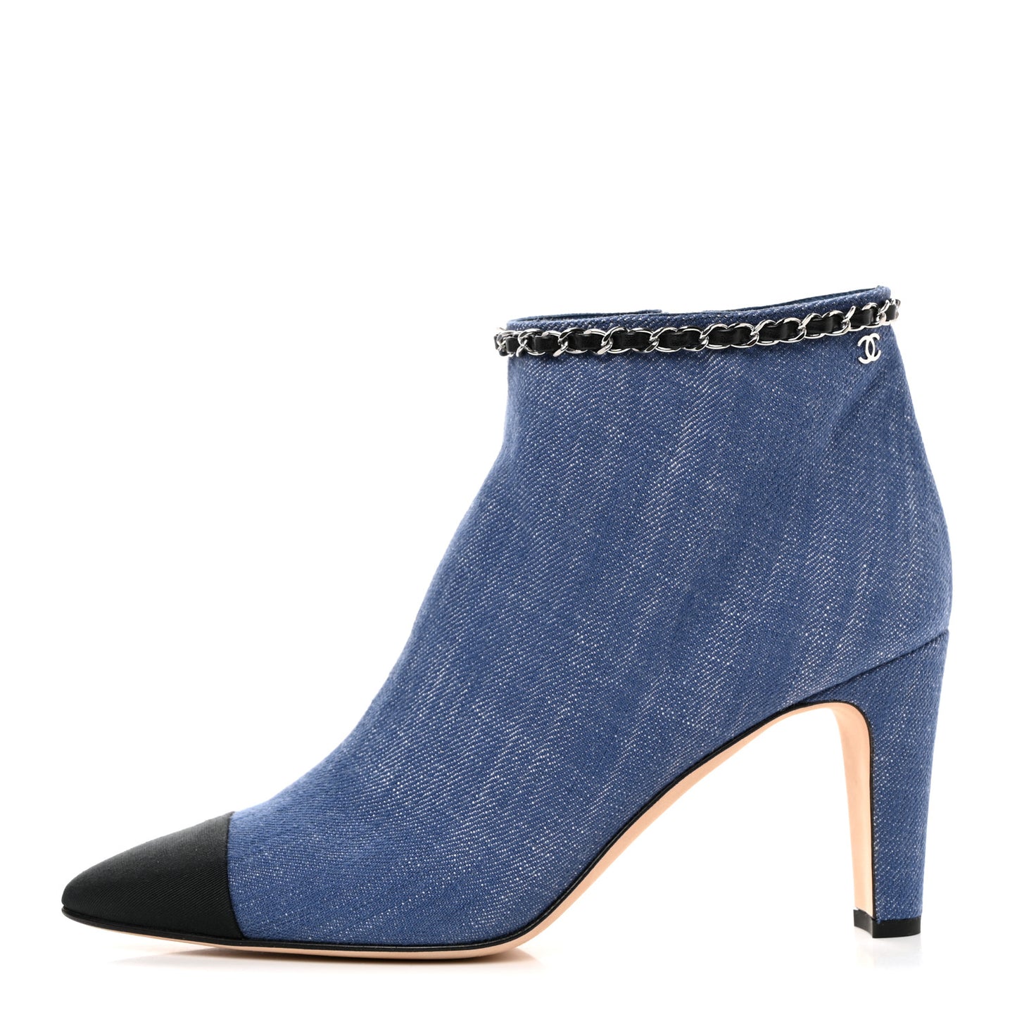 Denim Grosgrain Cap Toe Short Boots 40 Blue