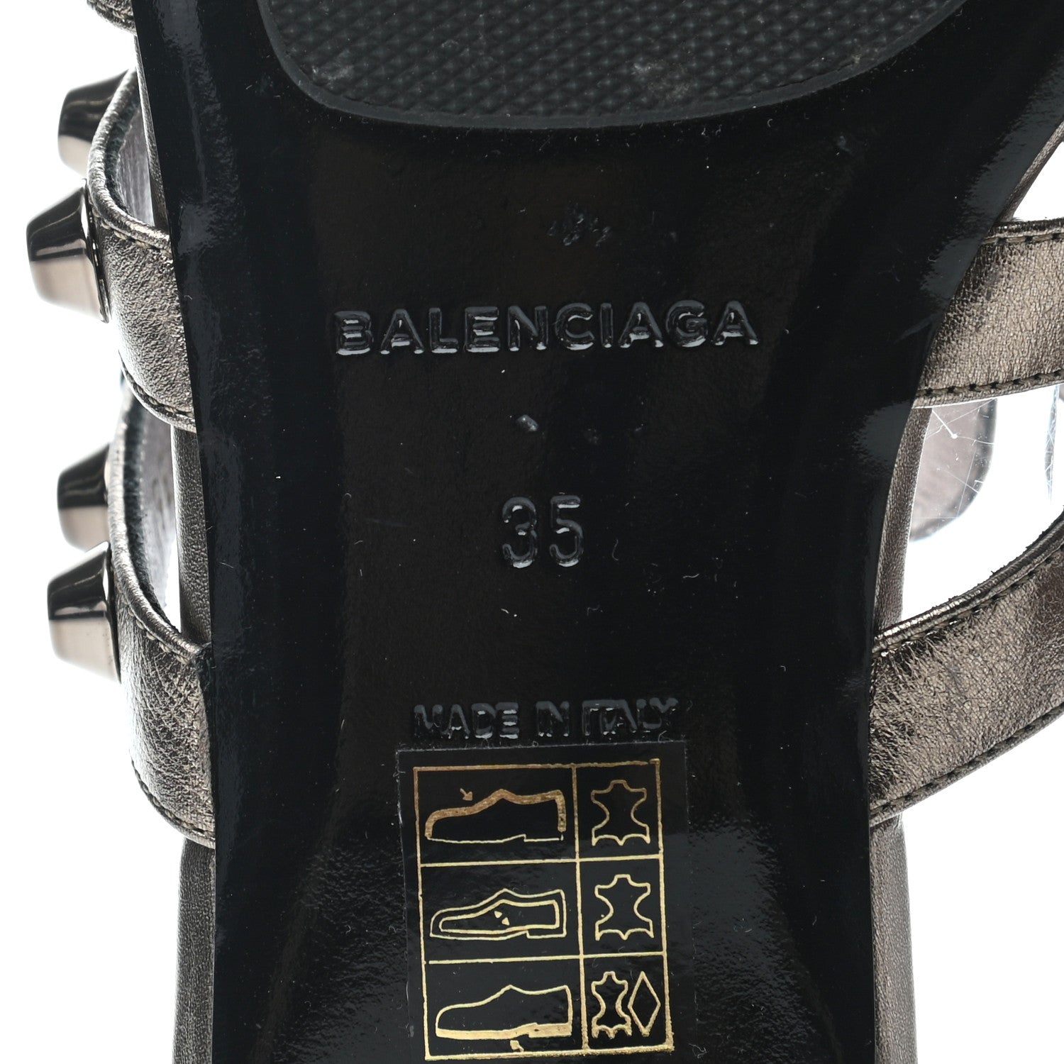 Balenciaga Metallic Lambskin Giant Silver Flat Sandals 35 Pewter 6 of 8