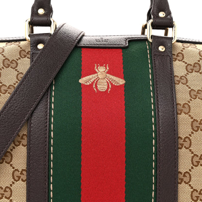 Gucci Monogram Vintage Web Medium Webby Bee Boston Dark Brown 8 of 12