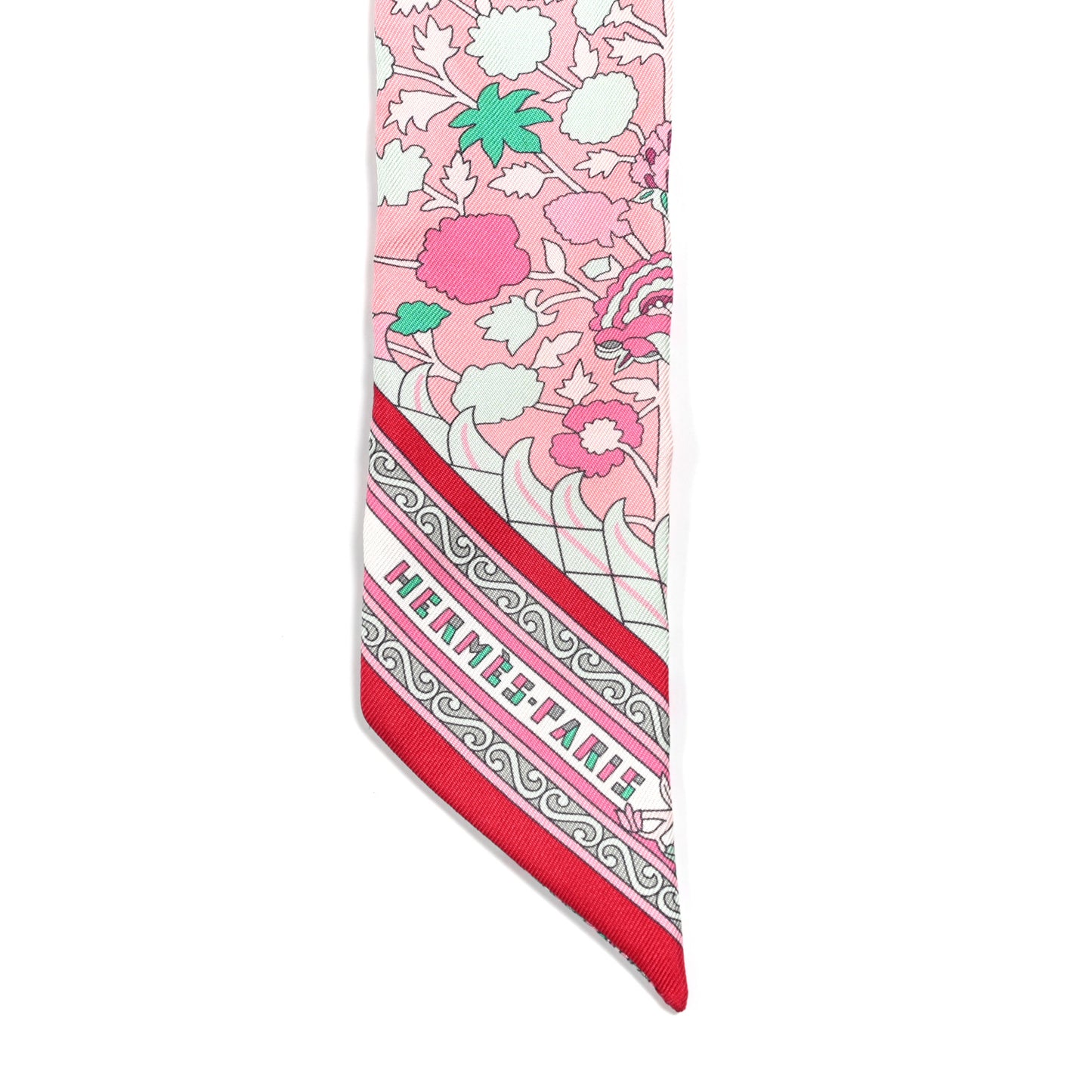 Silk Tapis Persans Twilly Rose Vert De Eau Creme
