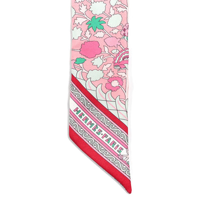 Hermes Silk Tapis Persans Twilly Rose Vert De Eau Creme 4 of 4