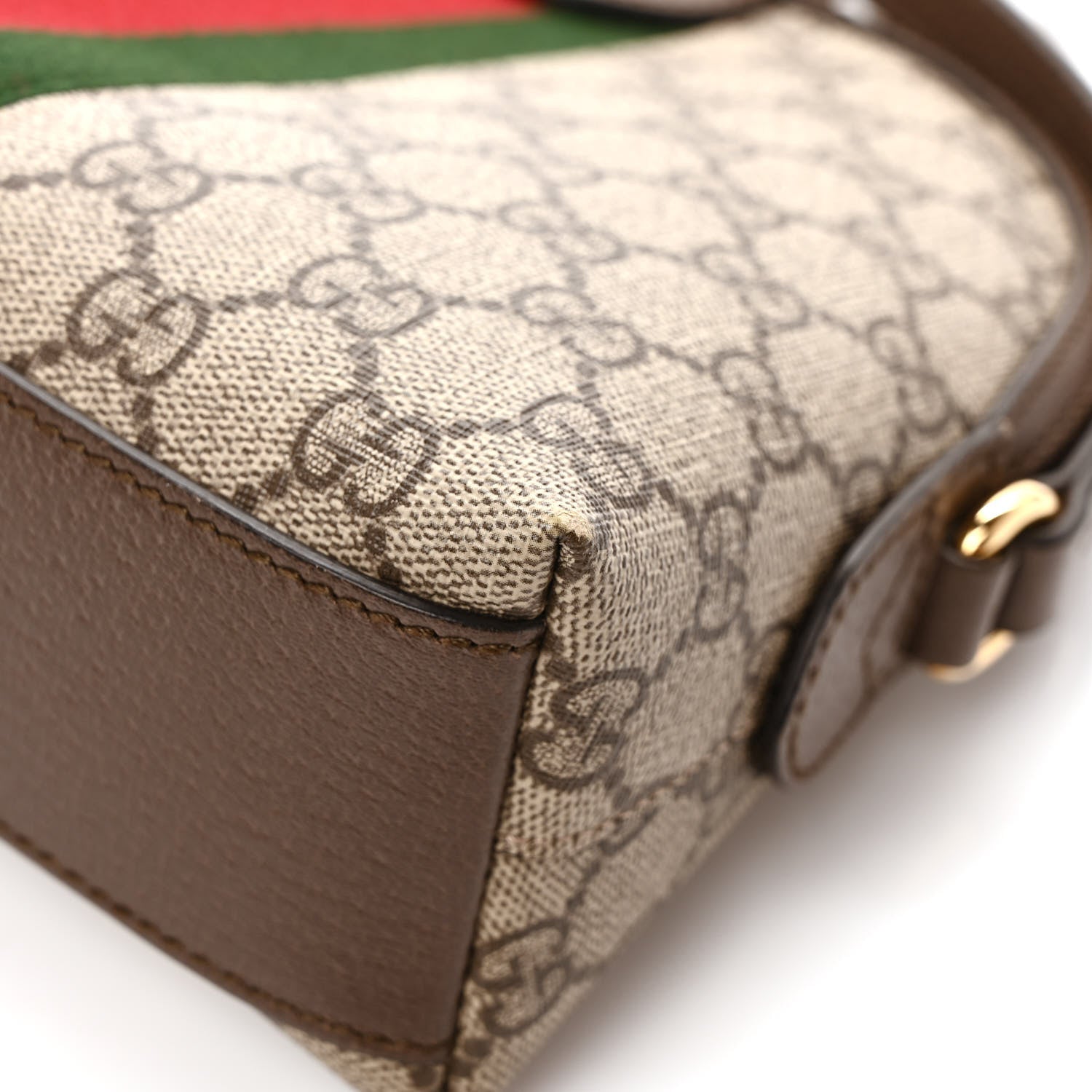 Gucci GG Supreme Monogram Textured Dollar Calfskin Web Small Ophidia Dome Shoulder Bag Beige Ebony New Acero 10 of 11