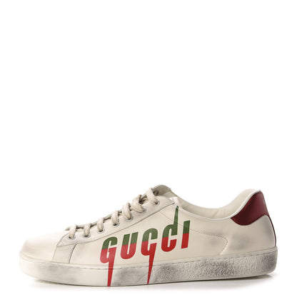Gucci Distressed Calfskin Mens Ace Blade Sneakers 10 White 1 of 10