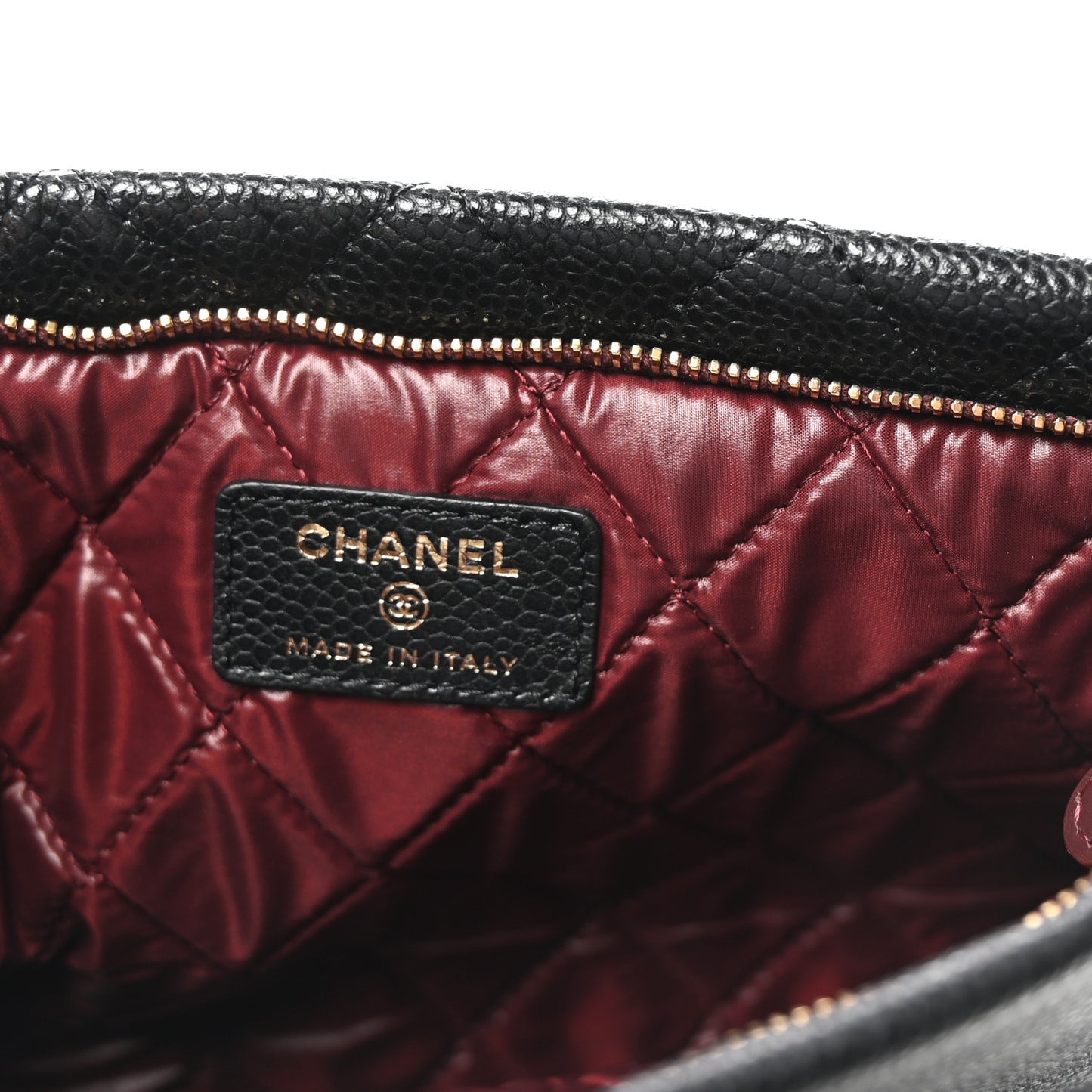 Caviar Quilted CC Beauty Clutch Black
