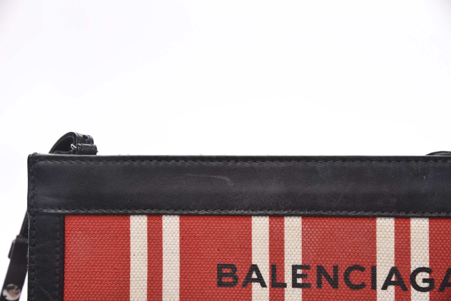 Balenciaga Cotton Canvas Striped Pochette Crossbody Bag Red 10 of 11