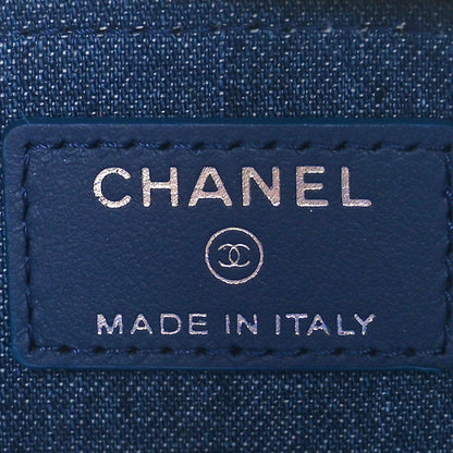 Chanel Denim Quilted Zip Coin Purse Blue 6 of 11