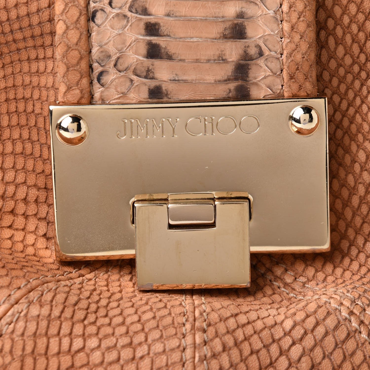 Jimmy Choo Snakeskin Embossed Calfskin Rahmyn Beige 8 of 10