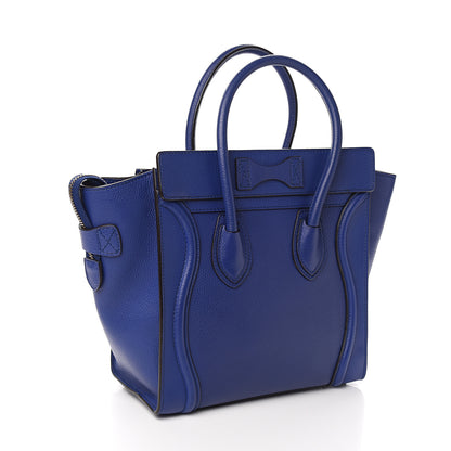Celine Drummed Calfskin Micro Luggage Indigo 2 of 10